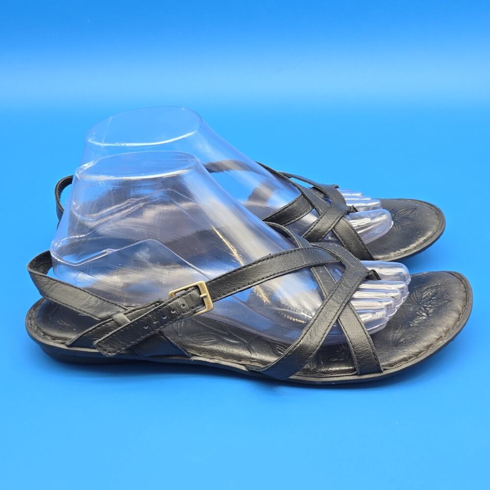 Born Mai Leather Strappy Sandals Women’s Size 10 Black Slingback Comfort - Picture 5 of 11